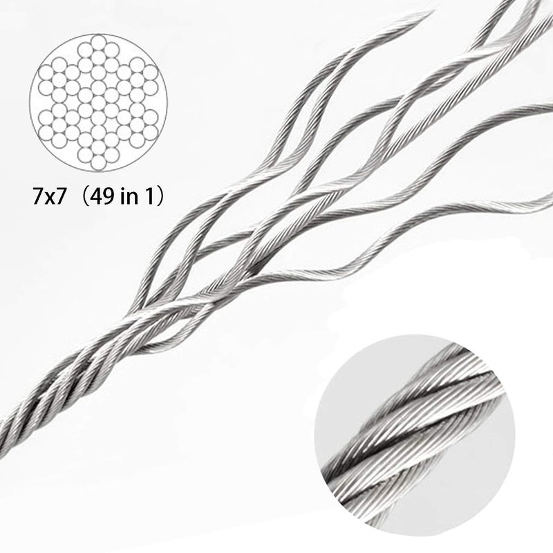 ZKSM Picture Hanging Rope Wire 2 Packs Stainless Steel Wire with Loop and Hook 1.5 mmx2 m Heavy Duty Frame Hanger Rope for Light Lamp Hardware, Supports up to 30 KG - Image 3